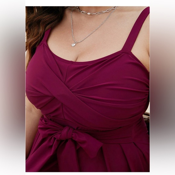 BloomChic Bowknot Crossover Pleated Detail Swim Dress us12 - Picture 4 of 8